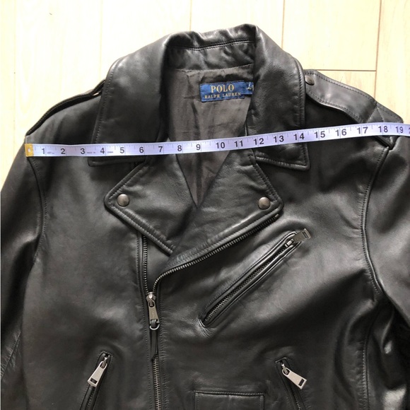 NWOT Polo Ralph Lauren Black Cow Hide Biker Leather Jacket - Picture 3 of 16